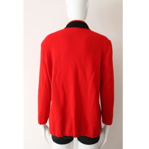 St. John Sport 1/4 Zip Knit Sweater Size Large Red Black Vintage - Picture 4 of 10
